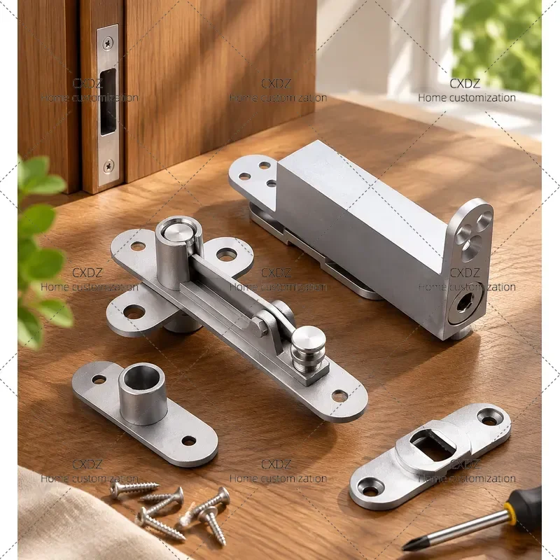 3D Adjustable Invisible Door Hinge with Buffer Rotating Shaft Hidden Two Way Automatic Closing Upper and Lower Axis