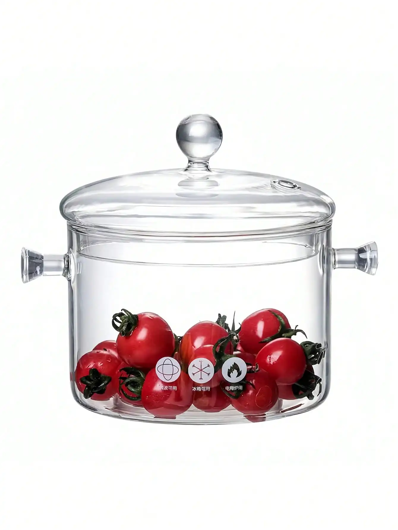 

2L/68oz Transparent Glass Boiling Pot With Lid & Handles - Dishwasher Safe, Electric Stove Compatible