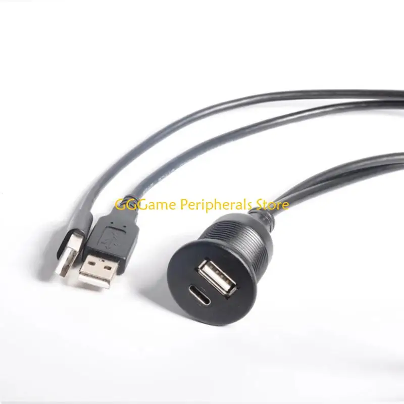 U55B Double Port USB Female Type C Female Extension Cable 1m Reinforced PVC