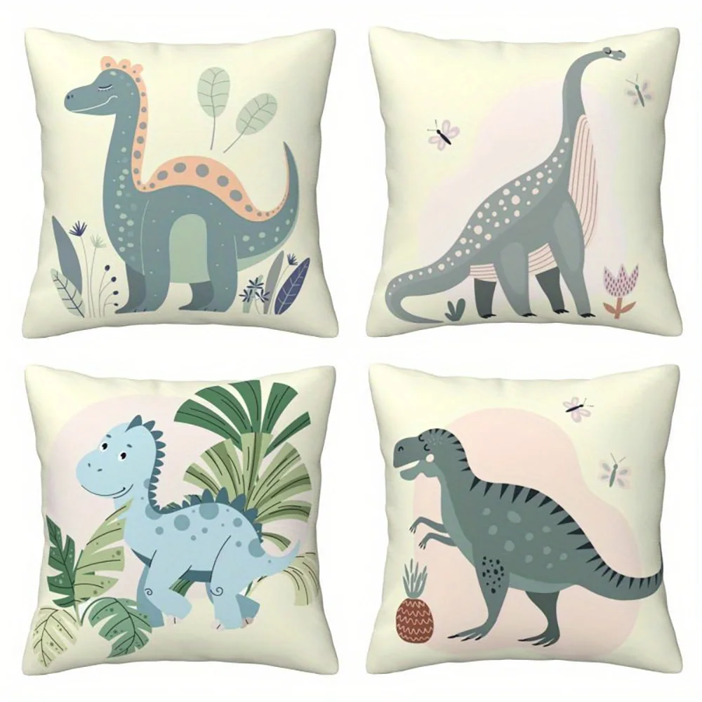 1PC 2D Flat Cute Dinosaur Throw Pillow Covers Kids Boho Jungle Decorative Cushion Cases for Bedroom Playroom No Pillow Core