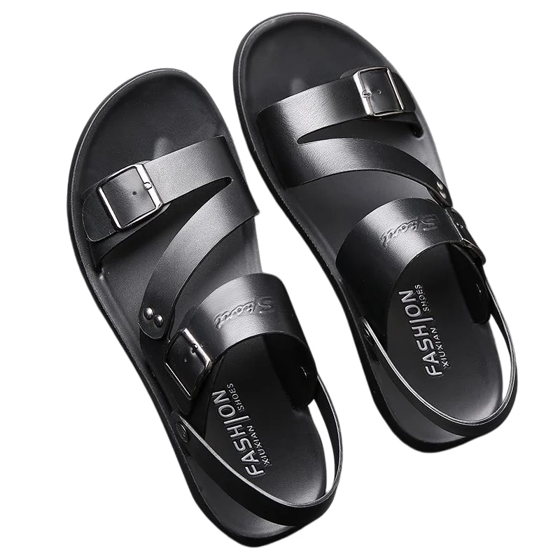 

Brand Men's Sandals Solid Color Open Toe Mens Leather Sandals 2026New Slippers Comfortable Beach Shoes for Men Sandalias Hombre