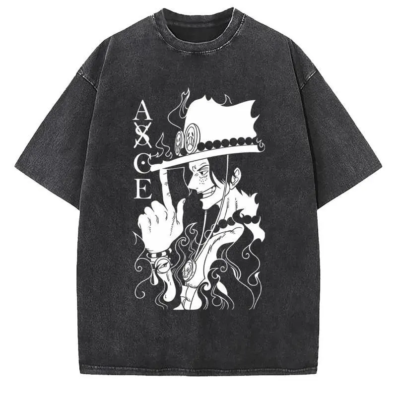 

2026 Summer Y2k Retro Washed One Piece Cosplay Cotton T-shirt Men's Super Casual Cotton Short Sleeve Unisex Street Shirt