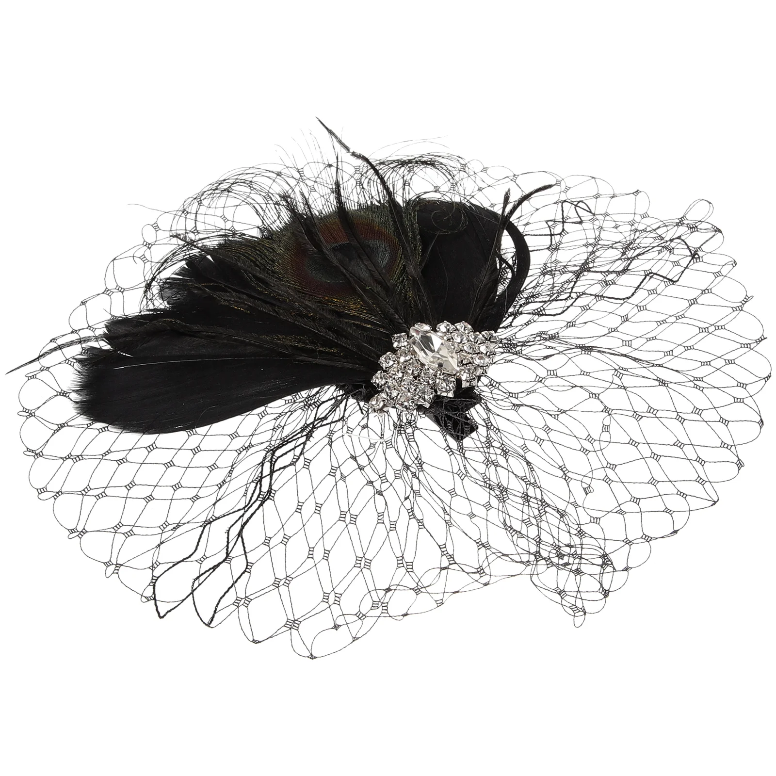 

Hair Clip Vintage Mesh Bridal Headband Wedding Party Accessories Black Color Lightweight Chic Design Banquet Tea