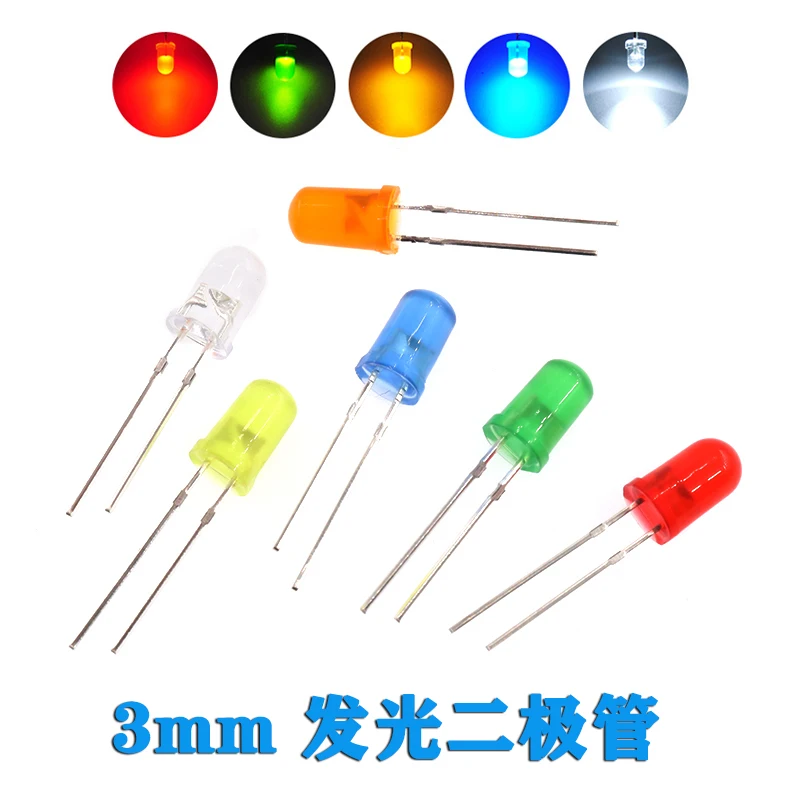 100pcs/lot 3mm 5mm LED Red Green Yellow Blue White F3 F5