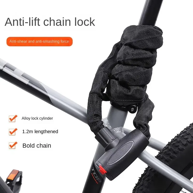 Heavy Duty Strong Motorcycle Bike Chain Lock Anti-Theft Security Reinforced Steel Bicycle Lock With 2 Keys