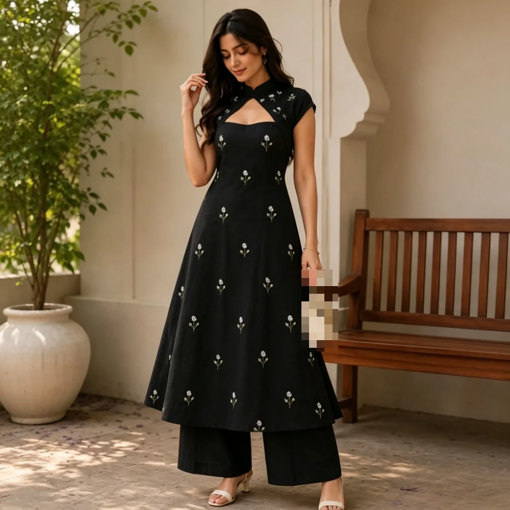 Customized Ethnic Black Floral - Women Formal Wear Ethnic recension och pris