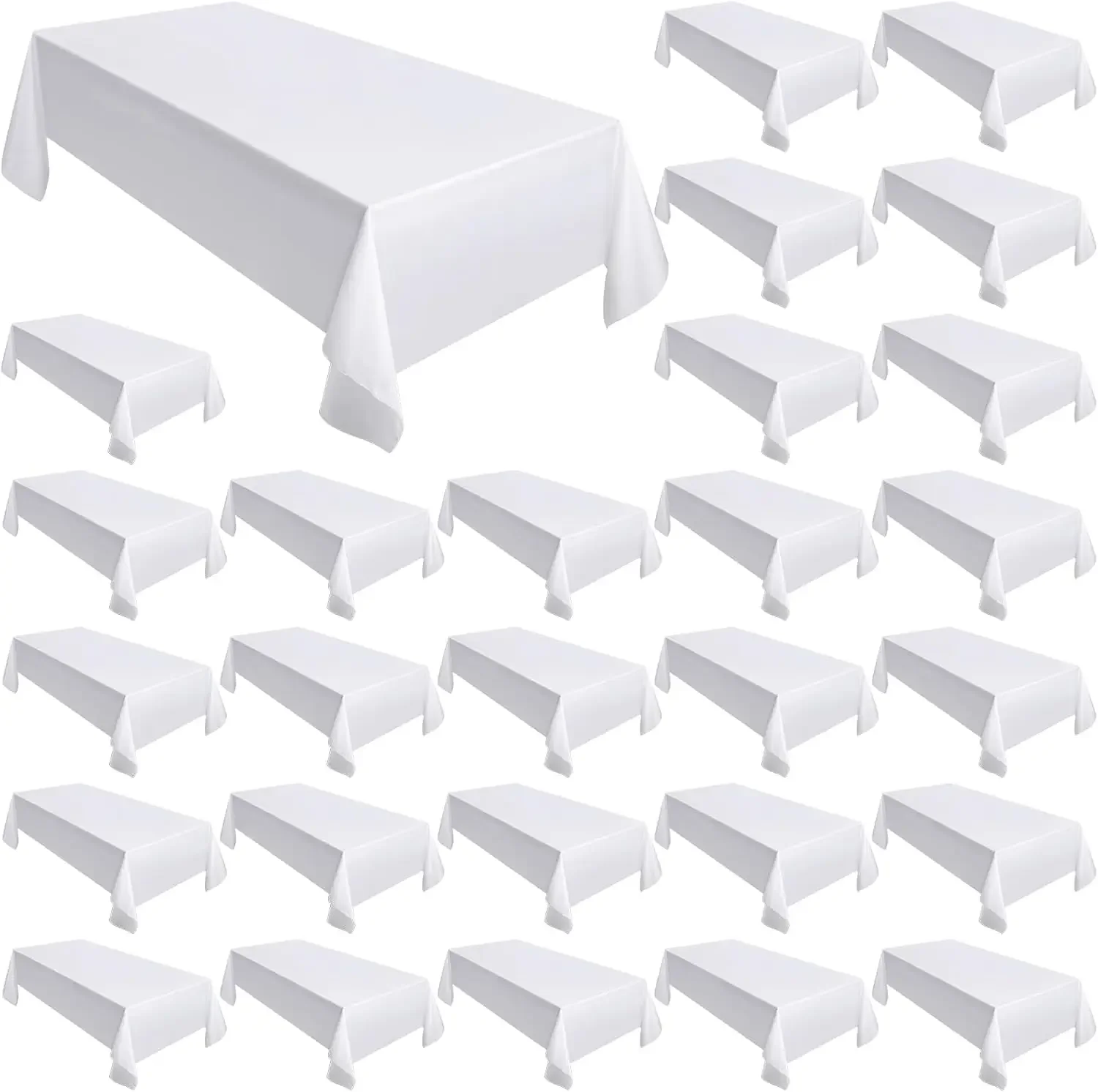 Paquete de 30 manteles para mesas rectangulares, mantel de 58x102 pulgadas, ropa de mesa de poliéster lavable reutilizable a granel para 6