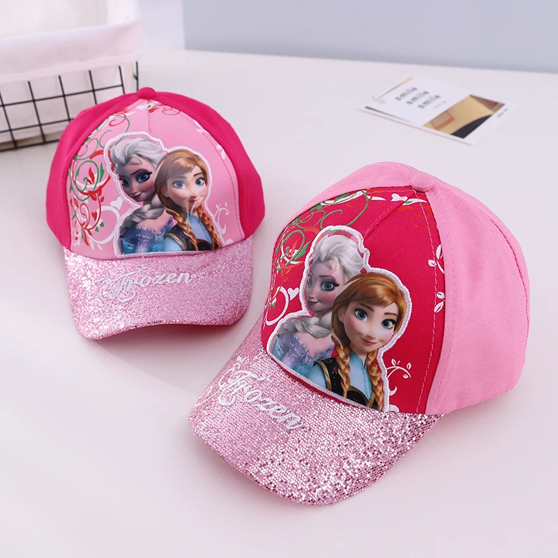 Children\'s Baseball Caps 2024 Autumn New Kids for Baby Girls Spring Summer Sun Hats Cartoon Frozen Elsa Toddler Peaked Cap