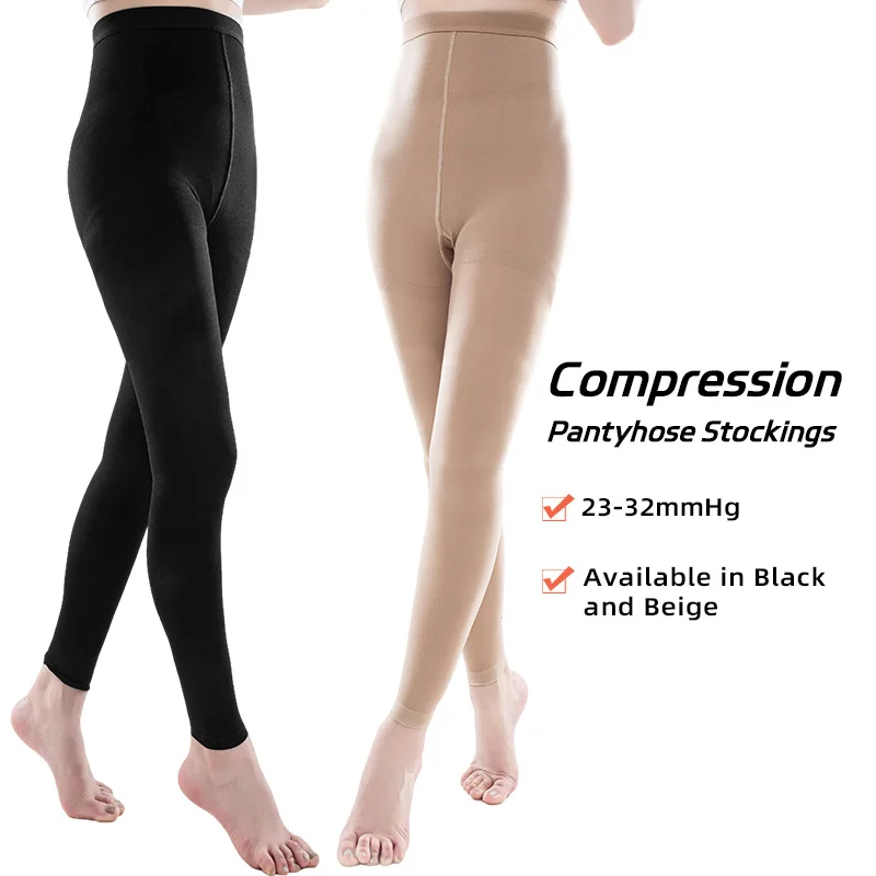 1 Piece Women Medical Compression Pantyhose Stockings for Varicose Veins Footless Thighs Pantyhose Sleeve S - 5XL 23-32mmHg