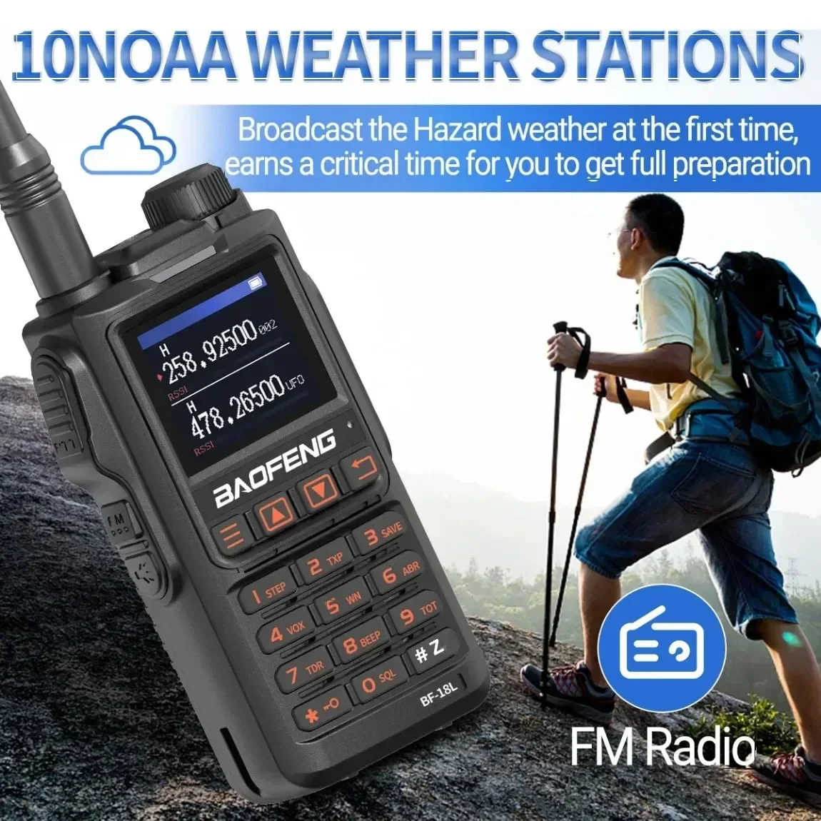 Baofeng UV-18 Pro Walkie Talkie 10 Вт Беспроводная частота копирования 999CH NOAA Двухсторонняя радиосвязь Type-C VHF UHF UV-5R UV18 Ham
