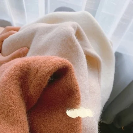 

Loose Women's Knitted Sweater Pure Color Rose Orange Pink Spring New Sle Comfortable Lazy Sle Color Long Sve Cre...