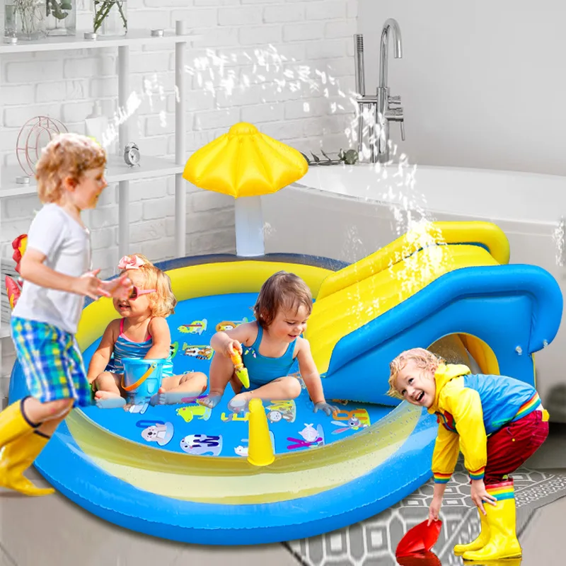 Piscina inflável para crianças, gramado ao ar livre, pulverização de água, tapete de jogo, piscina de dinossauro, brinquedo infantil, área divertida de água