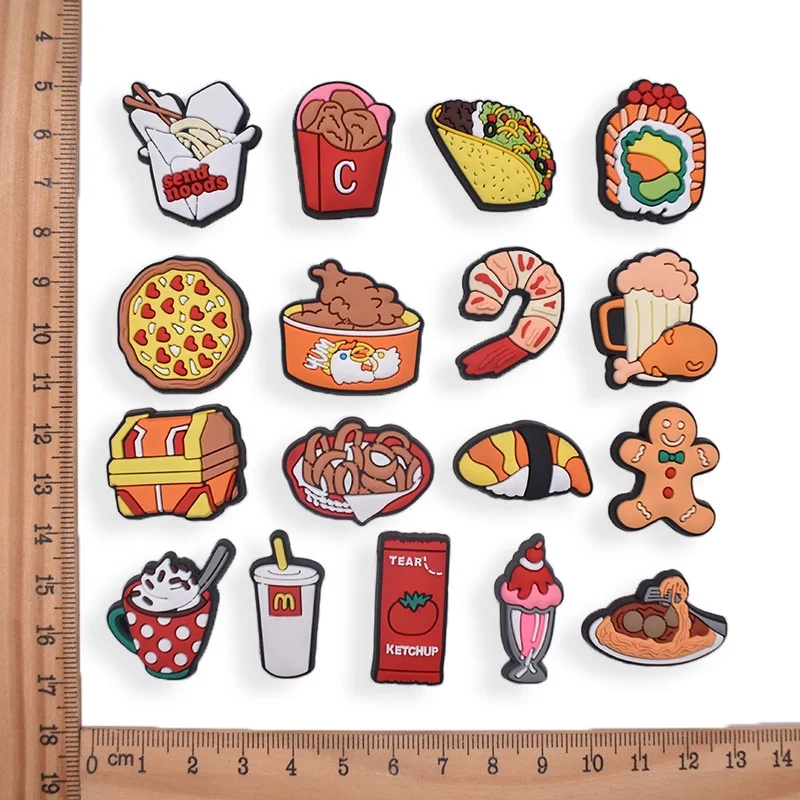 PVC Shoe Charms sushi Shoe Accessories pizza Shoe Decoration Shoe Buckles Accessories for Clog Sandals X-mas Gifts Buckle