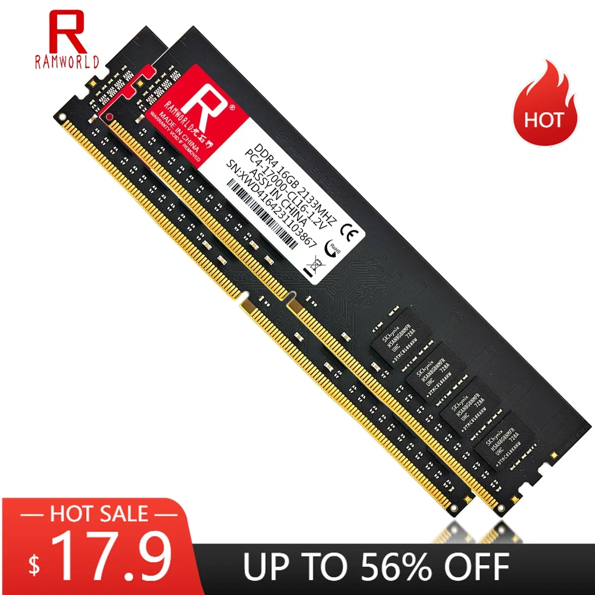 RAMWORLD DDR4 16GB 2133MHz 8GB 4GB Desktop Memoria Ram PC4 1.2V 17000 DIMM Computer Memory