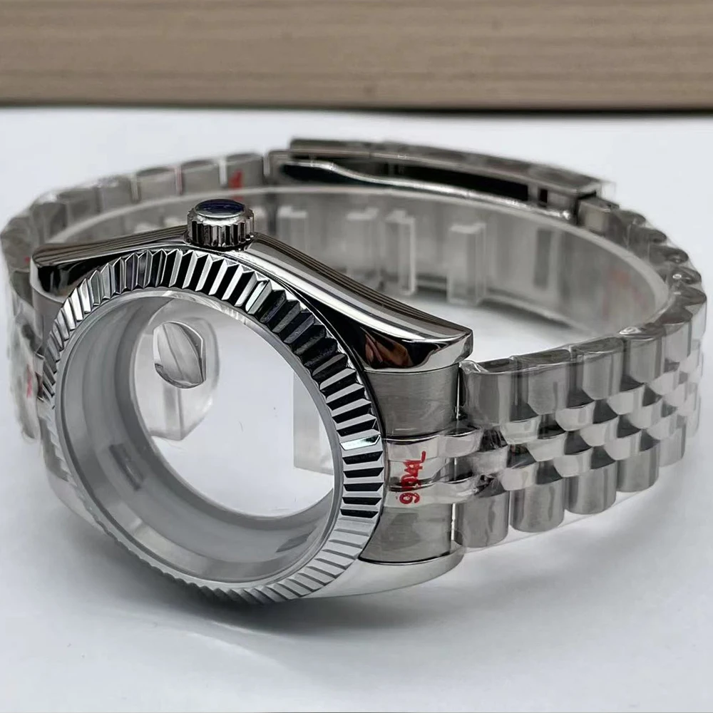 41mm for NH35 Movement Solid 316L Stainless Steel Watchcase Sapphire Crystal Watch With Calendar Window Fit dial 30mm-31.5mm