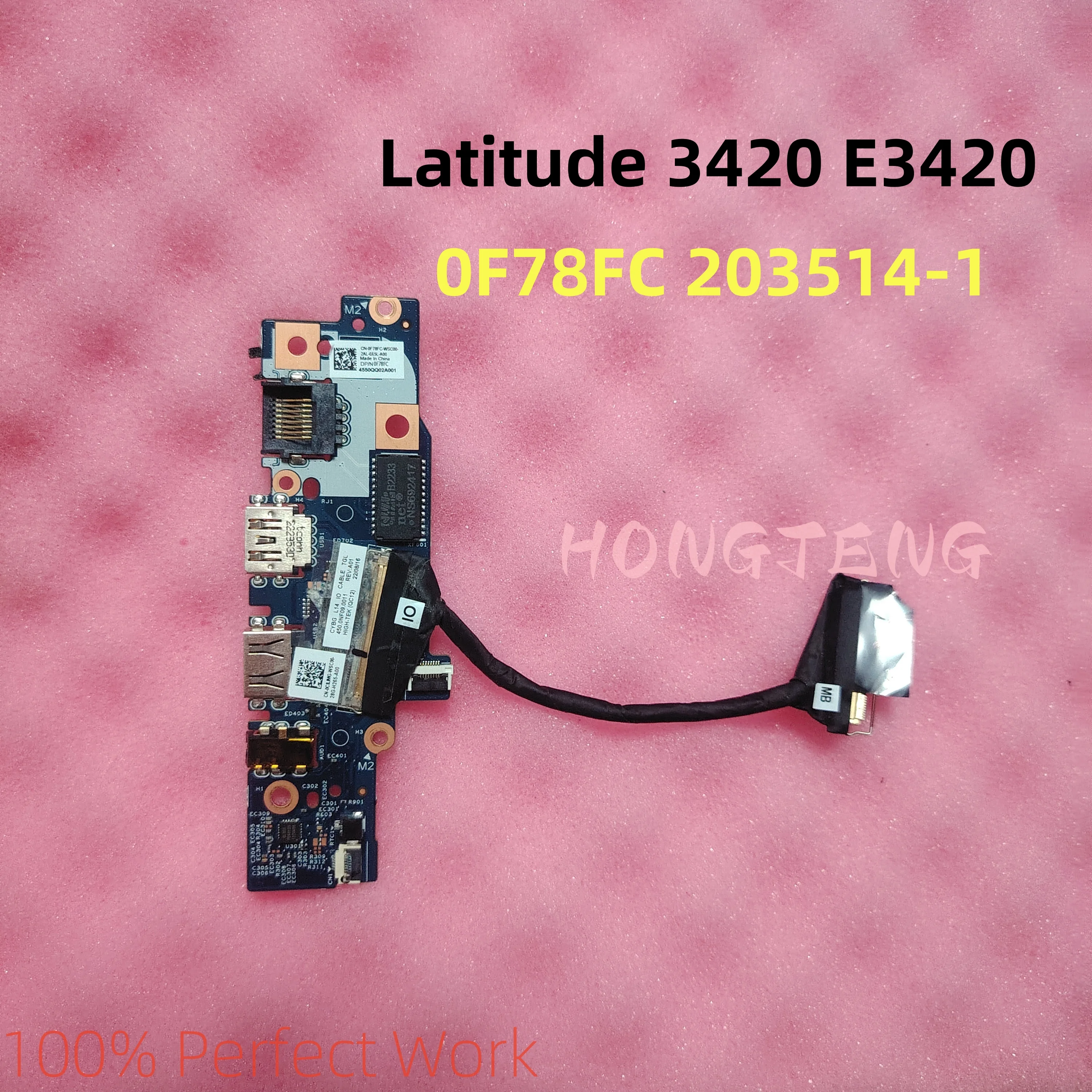 Original For Dell Latitude 3420 E3420 3430 Power Button USB SD Card Reader Board Cable F78FC 0F78FC 203514-1 0C8JMG C8JMG Tested
