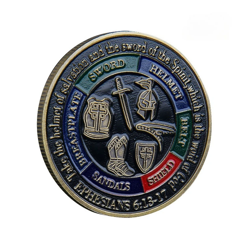 Copper Plated Put on The Whole Collectible Coins Armor of God Standing Firm on Faith Ephesians Commemorative Coin