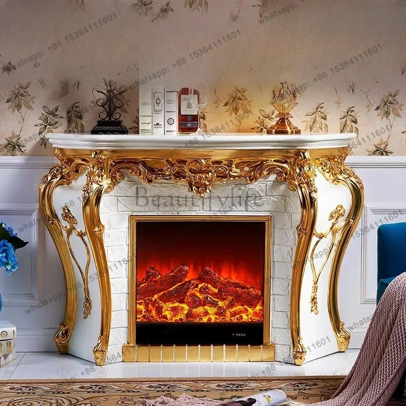 YJ Platinum Fireplace Decoration Hotel Villa Fireplace Ornamental Decoration Cabinet Heating Fireplace Living Room European Arch