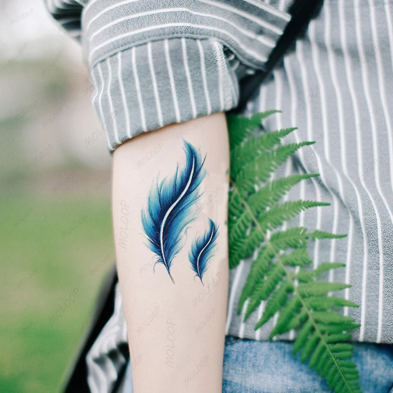 

Tattoo Sticker Color Feather Flower Bird Pattern Temporary Fake Tatoo for Women Men Waterproof Body Makeup Art Tatto