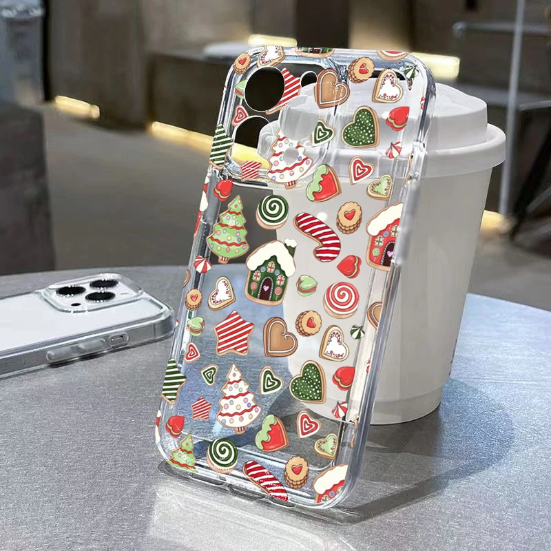 Capa de telefone de silicone macio transparente com padrão de Natal para Xiaomi Redmi Note 14 13 12 Pro Plus 5G 12S 11 10 14C 13C 12C Capa