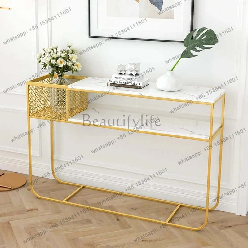 Marble Entryway Wall-Mounted Iron Art Side Table Long Simple Fashion Storage Rack Fashion Entryway Table