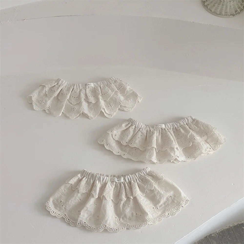 Fashion Lace Embroidered Harajuku Skirt Lace-up Lace Layered Lap Over Skirts Apron Bandage Skirt Baby Girl