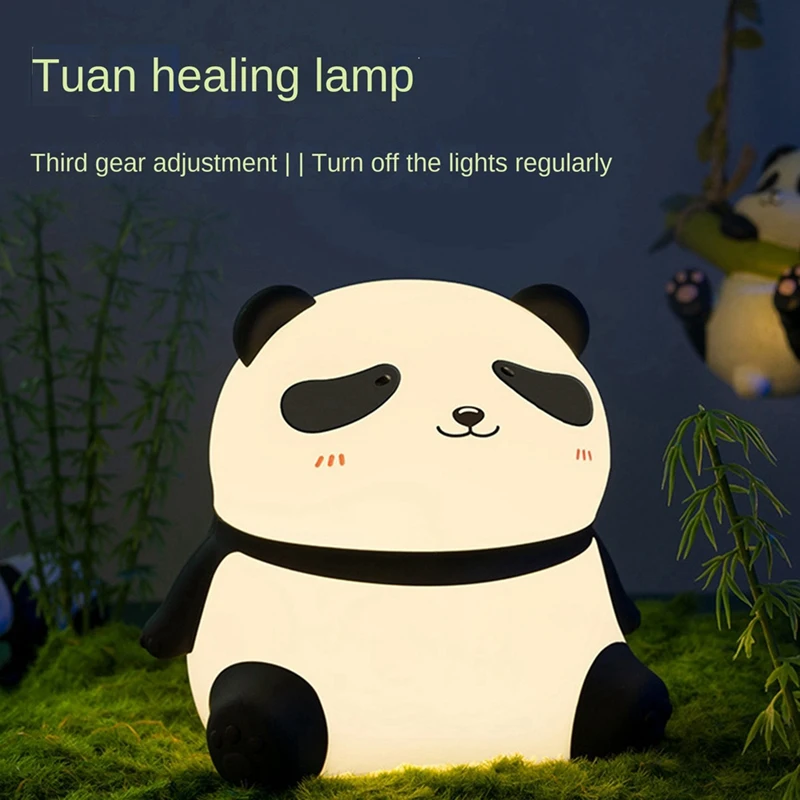 TKOH-Simpatico panda LED luce notturna in silicone USB ricaricabile timer lampada da comodino arredamento della stanza regalo per bambini luce notturna