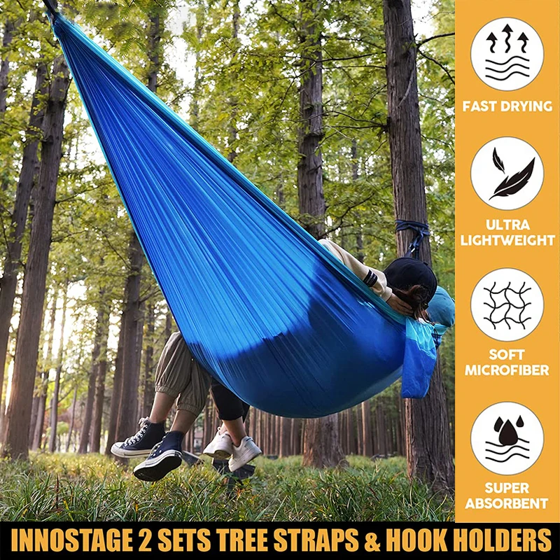 102*55inch Double Camping Hammocks With 2 Tree Straps Portable Indoor Outdoor Travel Hammock For Backpacking Beach Hiking Swing