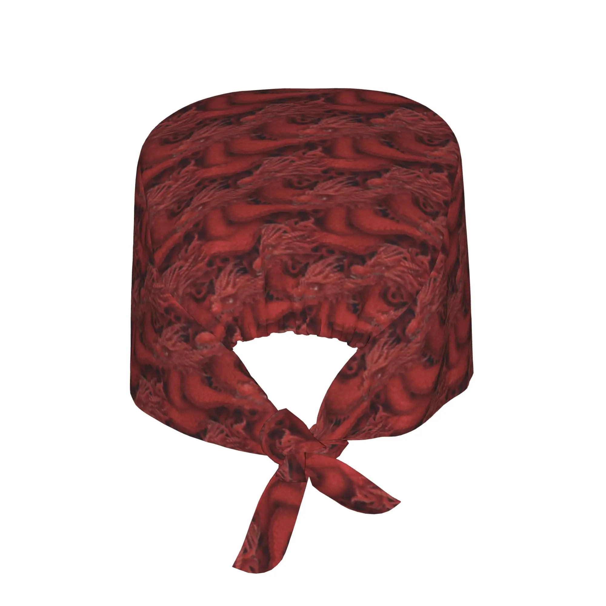 Adjustable Red Dragon Mayhem Working Hat Women Men  Surgical Hat Scrub Nursing Doctor Surgeon Cap for Nurse