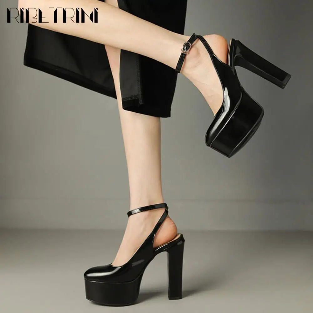 Women Pumps High Heels Platform Woman Dress Fashion Spring Big Size 43 Party Sandals Buckle Round Toe 2023 Spring Summer Shoes