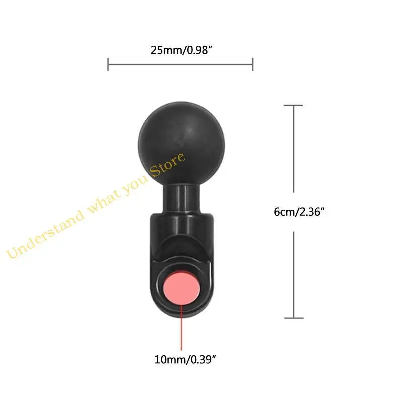 J60A Black Rearview Mirror Mounted Crooked Ball for Head Motorcycle Angled Base Camer