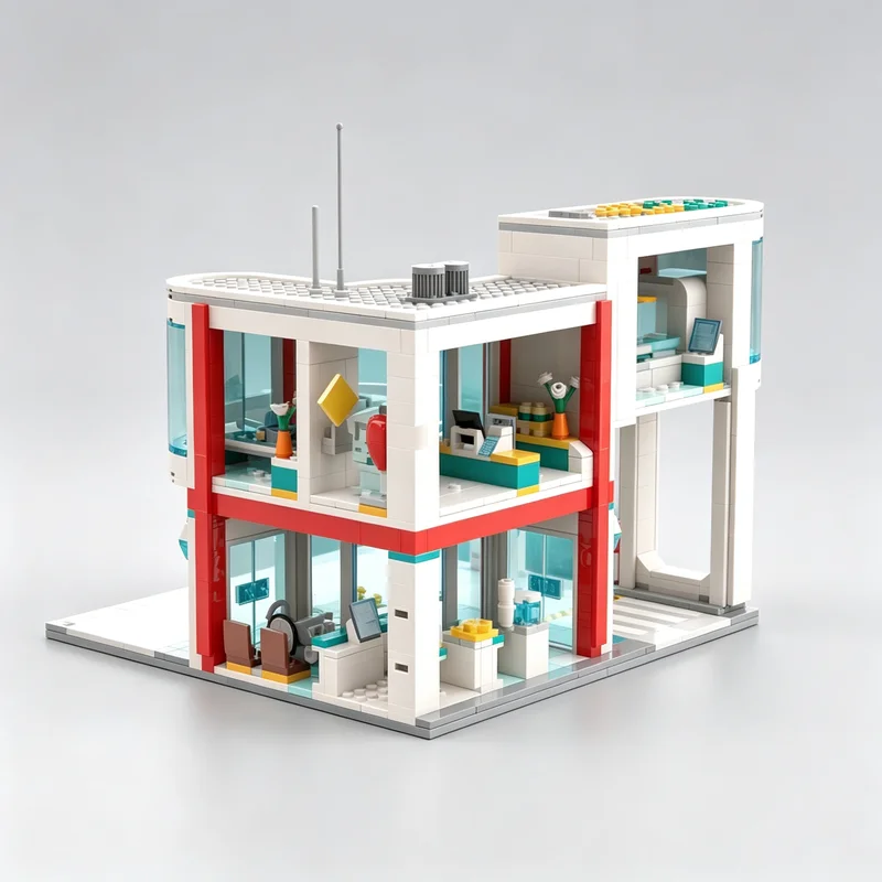810PCS MOC City Hospital Modular Urban Medical Building Scene Model Building Blocks DIY Assembly Gifts for Adults Collection