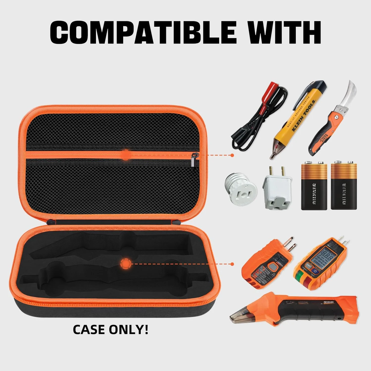 Carrying Case for Klein ET310 Circuit Breaker Finder Electric Tester 80016 Outlet RT250 GFCI Receptacle Electrician Battery Bag