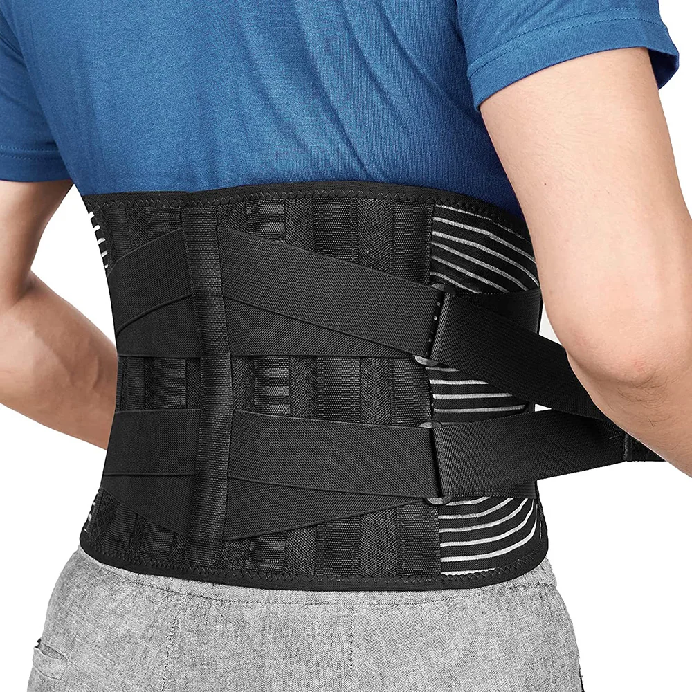 Soporte lumbar ortopédico antideslizante, cinturón de soporte de cintura transpirable para alivio del dolor en el gimnasio, 6 estaciones