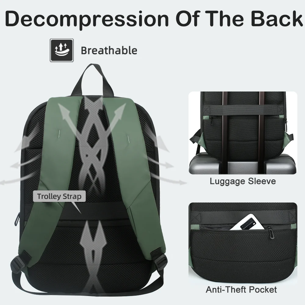 Heroic Knight Expandable Men Business Backpack Slim 15.6" Laptop Backpack Waterproof Work Commute Bag Large Capacity Travel Pack