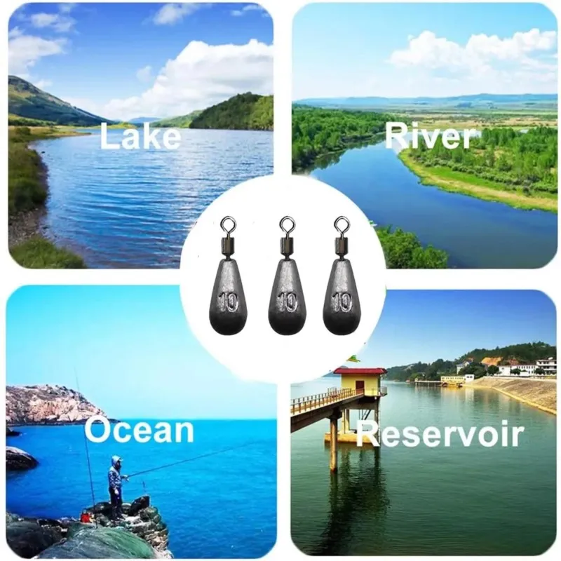 10pcs/lot Fishing Weight Sinker 3.5g 5g 7g 10g 14g 20g Water Drop Weights Fishing Tackle Accessories image 5