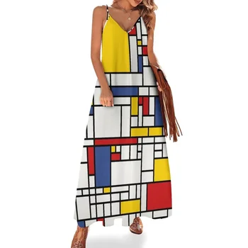 Piet Mondrian 여성용 민소매 원피스 드레스, 이브닝 원피스 숙녀 원피스 