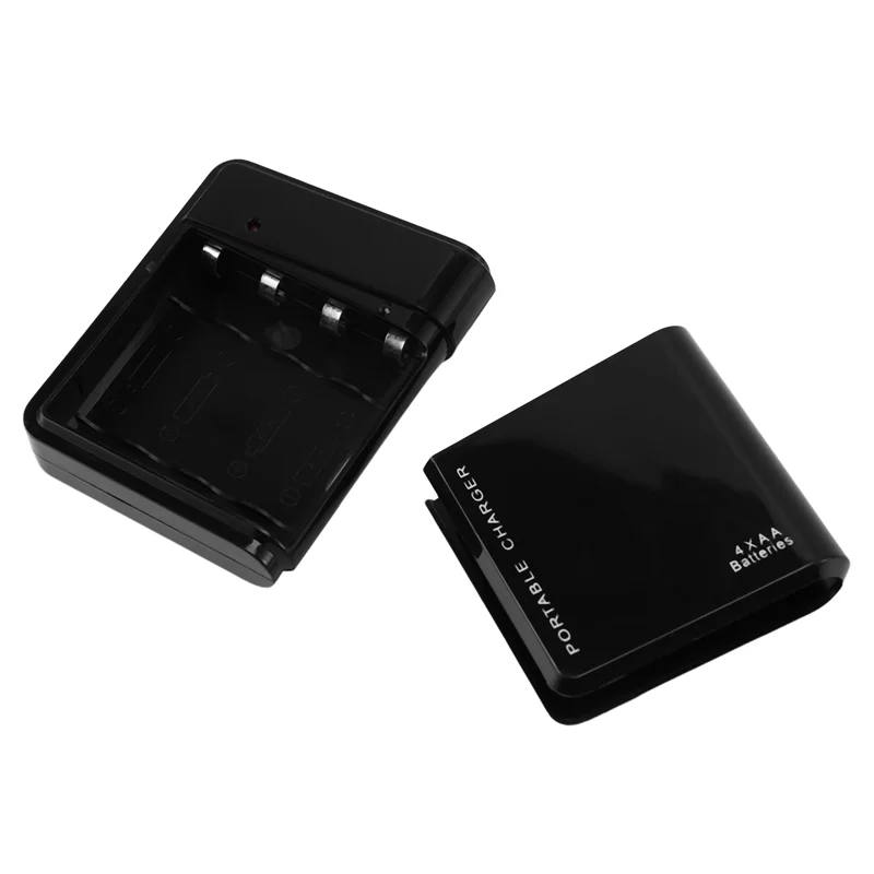 

B30C-4Pcs Black 4X AA Battery Portable Emergency Power Charger USB For Cell Phone