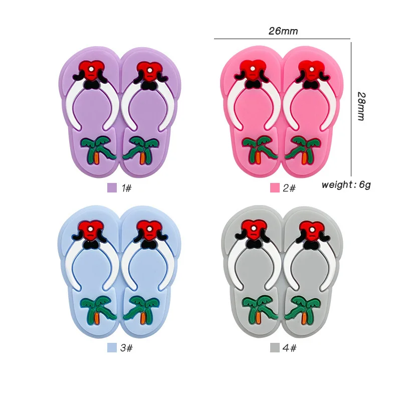 10pcs manufacturer in stock silicone slippers beads creative diy loose beads -friendly silicone beads can be customized