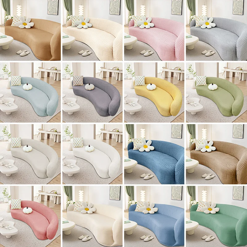 Elastic Full-wrap Sofa Slipcover for Irregular Curved Couch Pet Cat Scratch Resistant All Season Universal Furniture Protector
