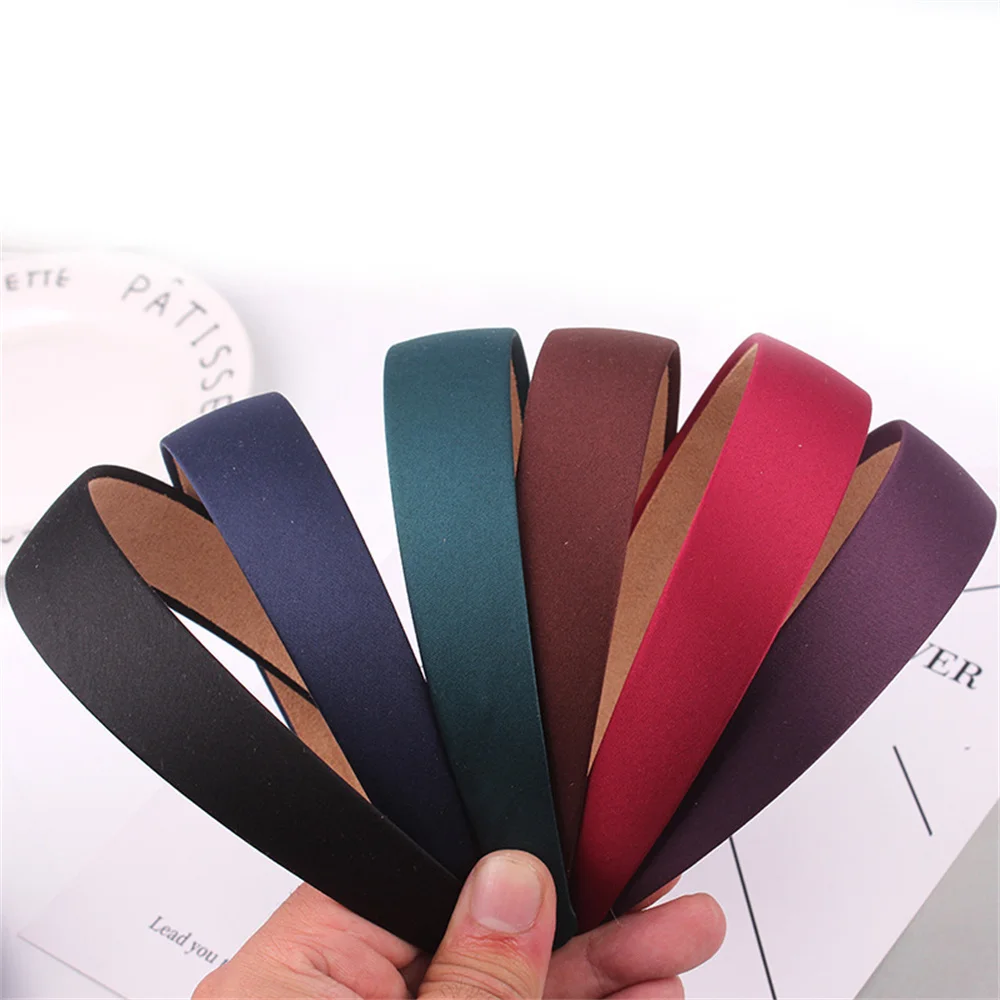 

2pcs Elegant Solid Wide Headbands For Women Girls Fashion Satin Hair Bands Hairband Hoop for Korean Hair Accessories