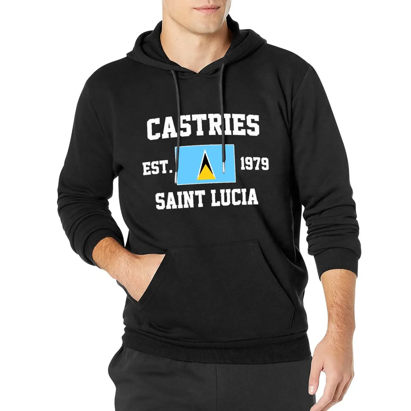 

Men Women Hoodies Saint Lucia EST.1979 Castries Capital Hoodie Pullover Hooded Hip Hop Sweatshirt Cotton Unisex