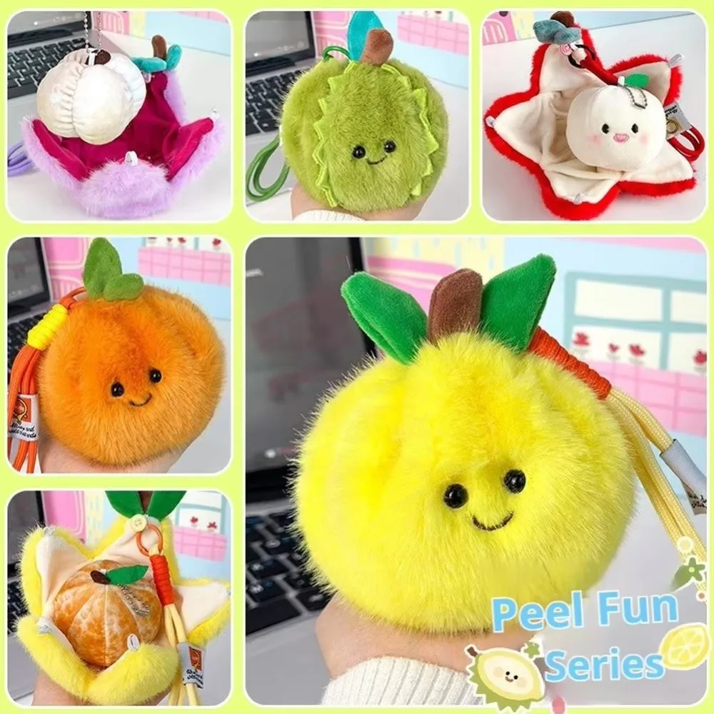 Peelable Design Fruit Plush Toy Furry Texture Soft Filled Simulation Food Toy Stress Relief Fidget Kawaii Style