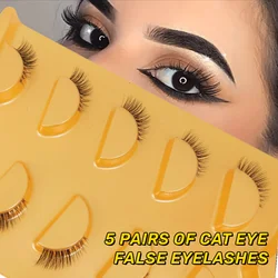 5 Pairs Short Natural Coner Lash Charming Hademade Transparent Clear Band Half Lashes