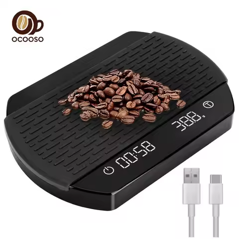 OCOOSO Smart Coffee Scale with Timer Digital Kitchen Scale with LCD Display USB Rechargeable Food Cooking Scale Home Cafe Use