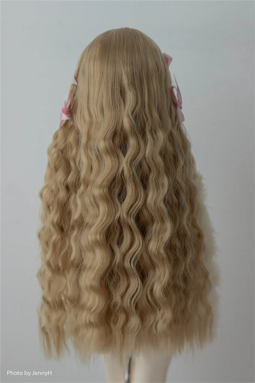 Corn Silk Bow Braid Long Curly Hair Spot Inventory BJD Doll Wig Girls Elegant High Temperature Silk 1/3 Toys Doll Accessories