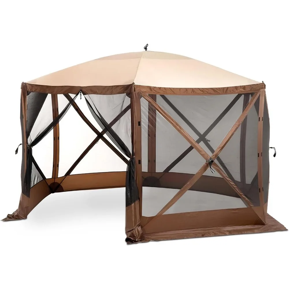 

Pop Up Screen Tent, Outdoor Camping Gazebo Canopy, Escape, 11.5', Brown - Heavy-Duty Portable Screened Shelter with Netting