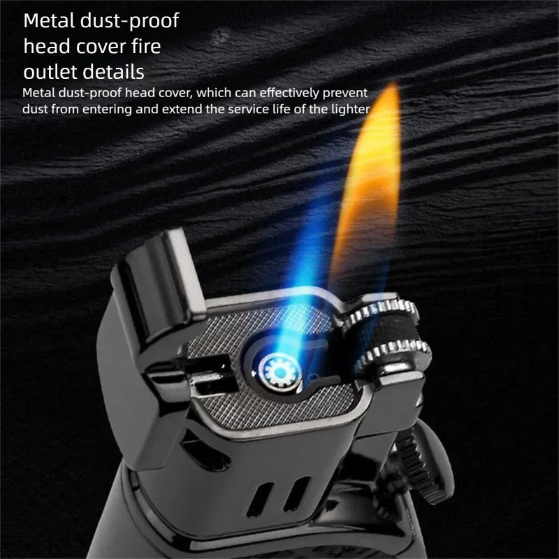 Light luxury new direct flame one click switch dual flame lighter, metal cigar drill available for wholesale
