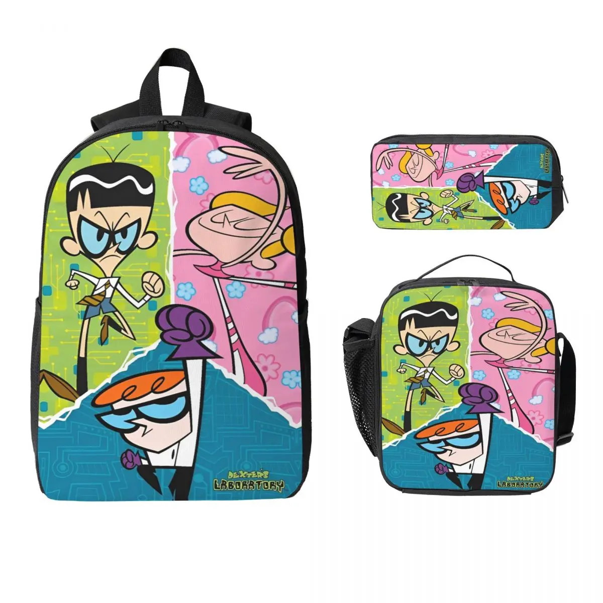 

3Pcs Billy And Mandy Cartoon Backpack Set for Kids Pencil Boxes Bookbag Sets with Lunch Box For Primary School Students Knapsack