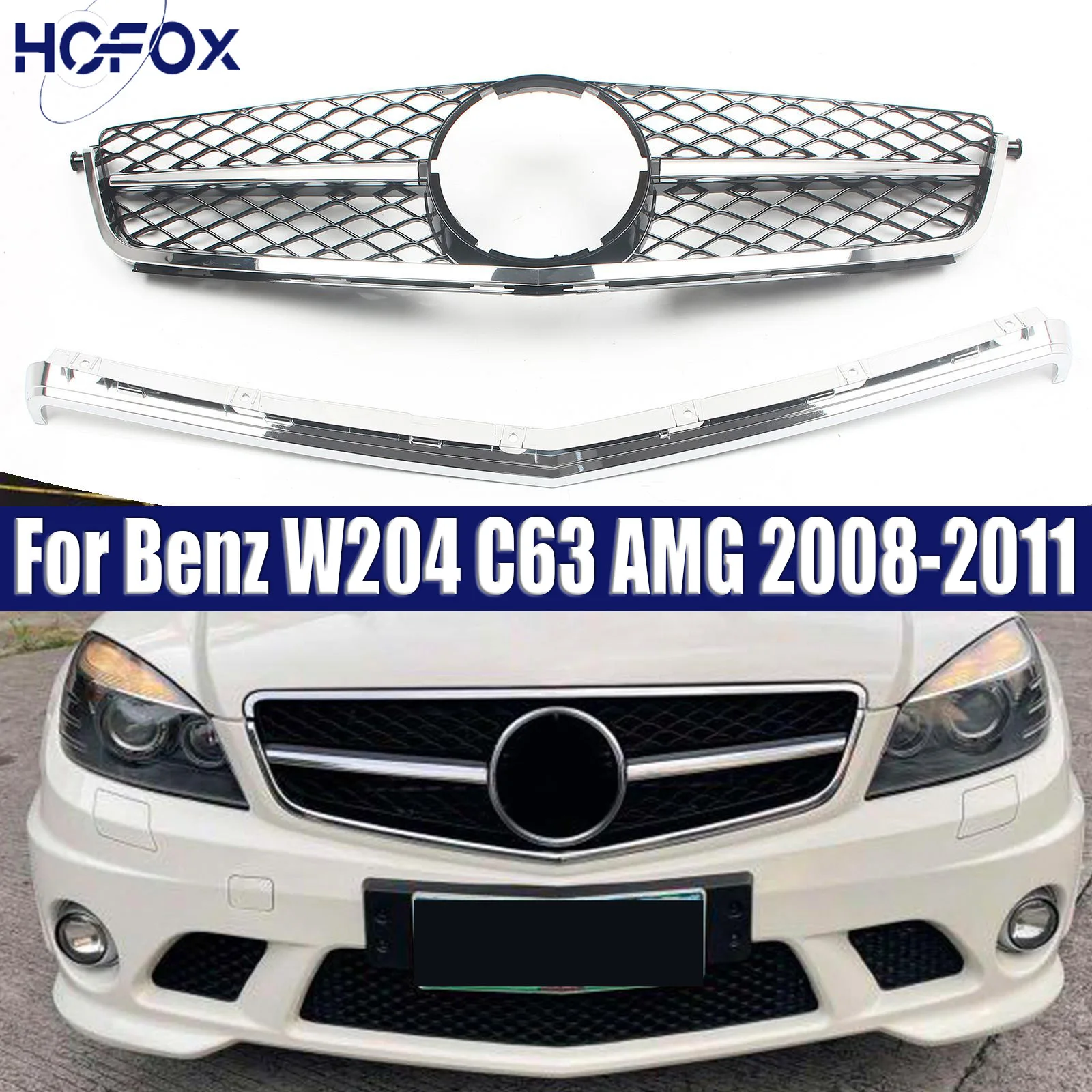 Front Bumper Gril Racing Grill Accessories For Mercedes Benz W204 C63 AMG 2008-2011